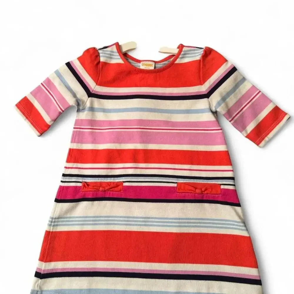 Gymboree Girls Striped Knit Dress with Bow Pockets